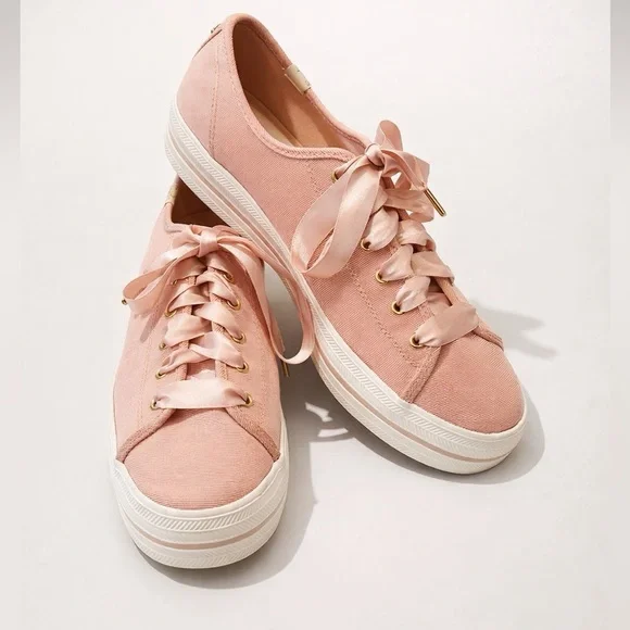 Kate Spade x Keds Triple Kick Pink Grosgrain Sneakers, ribbon laces, like new, 8 - Picture 3 of 16